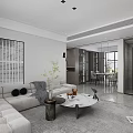 Modern Living Dining Room Interior With TV Wall Green Plant And Coffee Table Decor