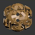 Golden Geometric Sphere Decorative Ornament with Interlocking Metallic Shapes for Home Use