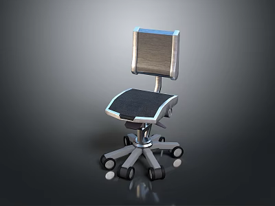 Modern Office Chair With Silver Metal Backrest Black Seat And Wheeled Base Design 3d model