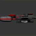 Futuristic Sci Fi Spaceship With Metallic Exterior Red Accents Open Hatch Interior