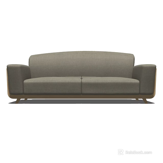 Modern Gray Fabric Two Seater Sofa With Wooden Frame Design 3d model
