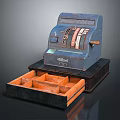 Vintage Commercial Cash Register With Open Drawer And Wooden Compartments