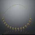 Golden Necklace With Small Cylindrical Beads Circular Design Shiny Surface Daily Life Accessory