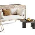 Stylish Modern Outdoor Sofa Set With Wicker Chairs Coffee Table And Comfortable Decorative Cushions