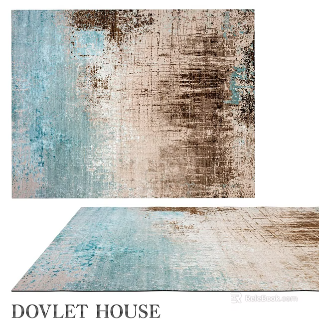 Square Rug With Teal And Brown Abstract Textured Design For Modern Spaces 3d model 