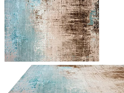 Square Rug With Teal And Brown Abstract Textured Design For Modern Spaces 3d model
