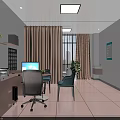 Light Colored Medical Reception Interior With White Walls Desk Computer And Green Plants