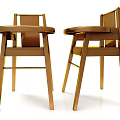 Two Wooden Kids Chairs with Simple Modern Design Backrest Armrest and Tray