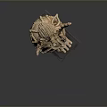 Ancient Mythical Beast Head Sculpture With Open Mouth And Decorative Patterns On Claw Feet Base