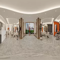 Elegant Modern Beauty Salon Interior Design With Orange Wall Mirrors Salon Chairs And Comfortable Sofa