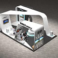 Industrial Equipment Exhibition Booth Featuring Modern Design Digital Screens And Seating