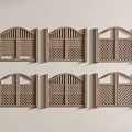 Six Wooden Gates Featuring Various Intricate Patterns On Light Background 3d model