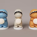 Cute Dinosaur Shaped Table Lamp with Blue Beige Orange Colors and Round Ball Light