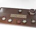 Traditional Wooden Tea Set With Teapot Cups And Golden Decorative Tray