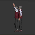 Three Elderly Men In Red Vests White Shirts Dark Pants Brown Shoes Performing Different Movements