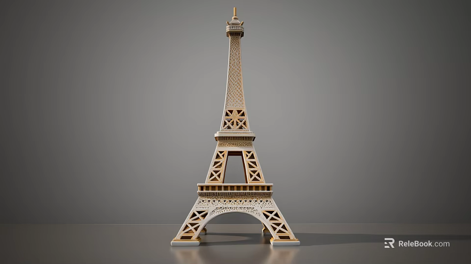 Eiffel Tower Landscape Sculpture With Detailed Wooden Structure And Artistic Design 3d model 