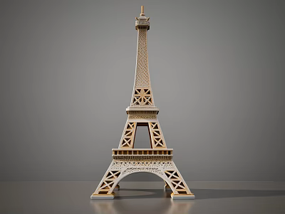Eiffel Tower Landscape Sculpture With Detailed Wooden Structure And Artistic Design 3d model