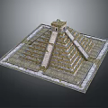 Ancient Stone Pyramid Architecture With Tiered Steps And Temple On Top 3d model