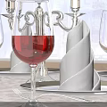 Elegant Wine Bottle And Glasses On Dining Table With Folded Napkin Silverware City Skyline