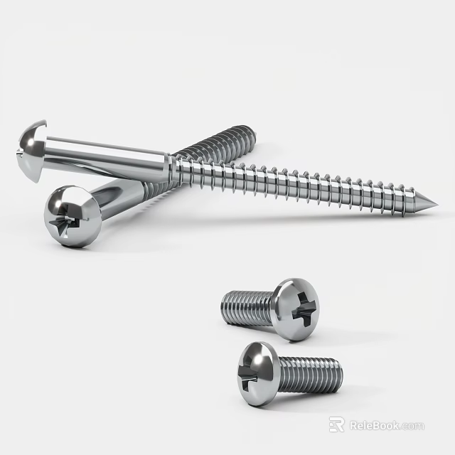 Premium Stainless Steel Hardware Screws with Phillips Head and Various Lengths for Construction 3d model 
