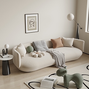 Modern Cream Style Double Sofa Cream Double Sofa 3d model