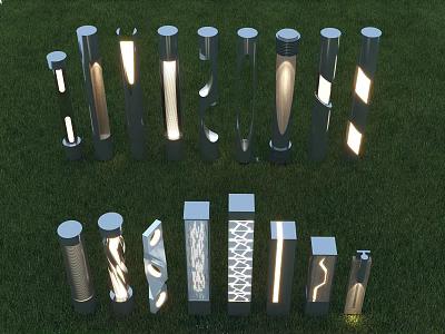 Various Stylish Design Outdoor Lights with Illuminated Patterns for Garden Decoration 3d model
