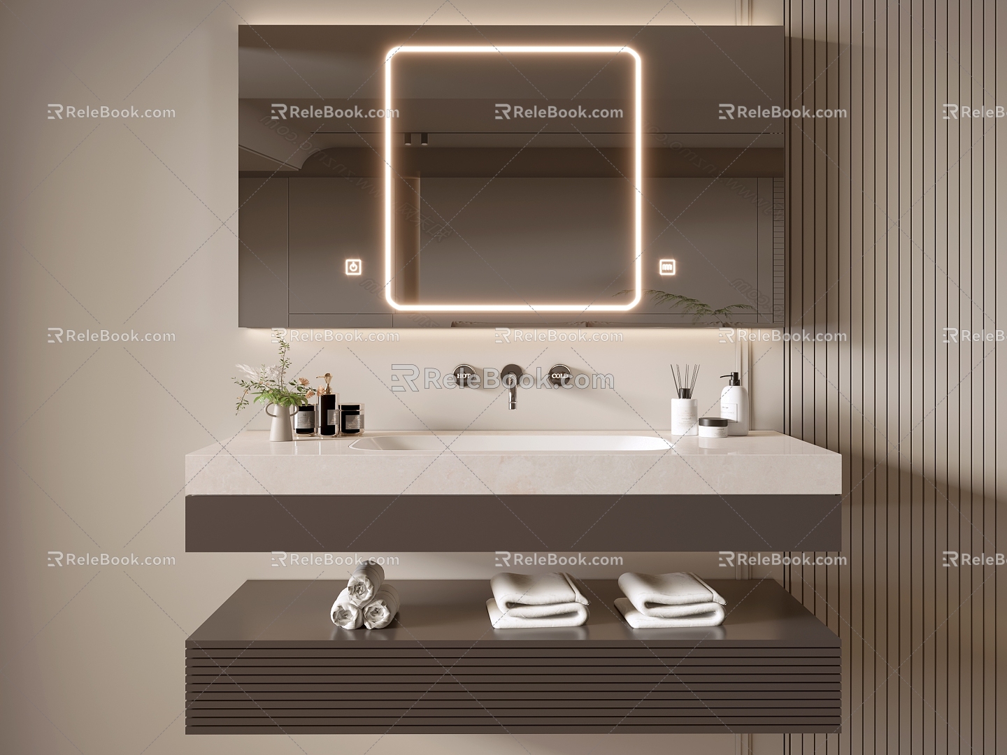 Modern Bathroom Cabinet Bathroom Counter Basin Bathroom Decoration Mirror Cabinet Sink 3d model