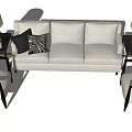 Modern Beige Sofa Set With Side Tables Table Lamps And Decorative Throw Pillows 3d model