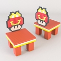 Modern Children's Chair Children's Cartoon Wooden Stool 3d model