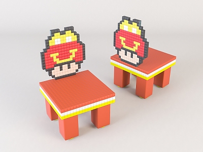 Modern Children's Chair Children's Cartoon Wooden Stool 3d model