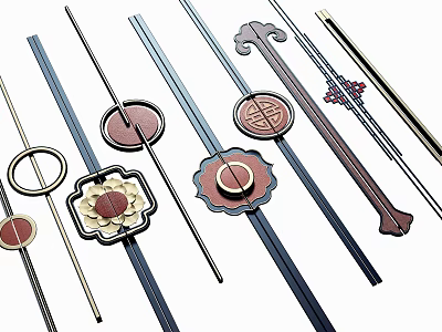 Decorative Furniture Handles Featuring Various Shapes Floral Patterns And Metal Craftsmanship For Home Decor 3d model