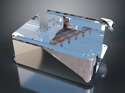 Futuristic Sci Fi Scene With Shiny Metallic Structure And Mechanical Components 3d model