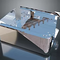 Futuristic Sci Fi Scene With Shiny Metallic Structure And Mechanical Components