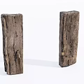 Rustic Stone Wood Decorative Pieces with Rough Texture on White Background 3d model