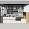 Modern Café Interior Design With Counter Menu Board And Display Case 3d model