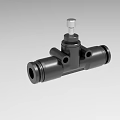 Industrial Three Way Valve Black Metal Construction With Adjustable Knob And Threaded Ports Design