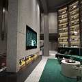 Modern Hotel Lobby Interior With Wooden Wall Green Plants Front Desk And Decorative Art