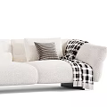 Three Seater Sofa With Plush Cushions Stylish Throw Blankets And Modern Design