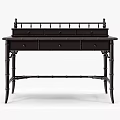 Dark Brown Traditional Dresser With Bamboo Style Legs And Decorative Drawers