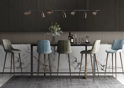 Nordic Bar Chair Combination Bar Chair Bar Counter 3d model