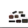 Vintage Audio Devices Collection with Retro Radios Classic Speakers and Various Colors