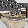Supermarket Department Store Interior With Open Layout Fresh Produce Shelves And Bright Lighting