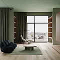 Modern Apartment Interior With Marble Table Black Chair And Magazine