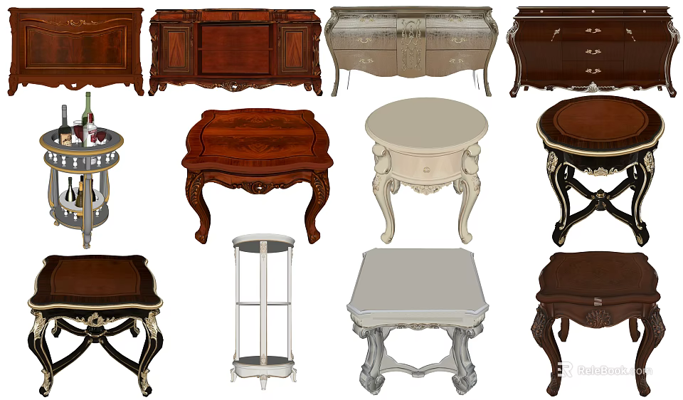 Various Style Side Tables With Different Designs And Materials For Home Decor 3d model