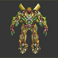 Detailed Yellow Mechanical Robot Character With Armored Body Limb And Joint Design