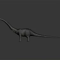 Sauropod Dinosaur 3D Model with Long Neck Tail Gray Body Red Markings and Yellow Underbelly