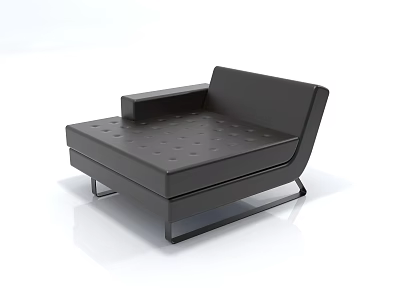 Modern Black Leather Single Seater Sofa With Button Tufted Design And Metal Frame 3d model