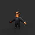 3D Animated Game Character With Black Coat And Sunglasses Stylish Design