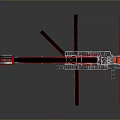 Industrial Machinery With Red And Silver Extended Arms And Mechanical Structure