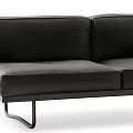 Black Leather Three Seater Sofa With Modern Minimalist Design And Metal Legs